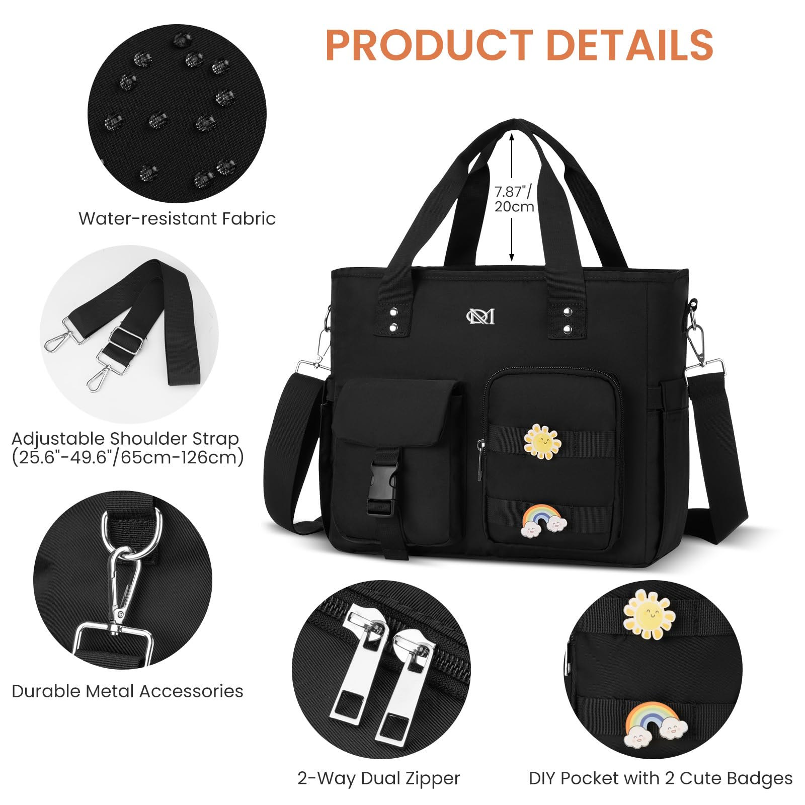 Grand sac à déjeuner isotherme pour homme et femme, étanche, réutilisable, avec bandoulière, sac isotherme multi-poches pour le travail, l'école, le pique-nique, la randonnée, la plage, le