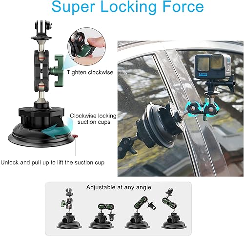 Miniatura 3 de PellKing Soporte de ventosa para cámara con soporte para teléfono y adaptador de cámara de acción Accesorios para Insta360 X3, ONE X2, ONE RS, GoPro