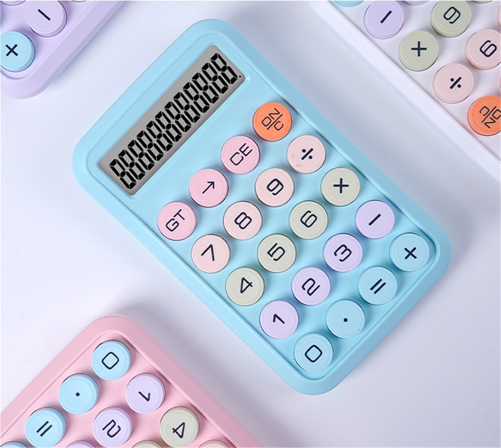 Fourniture Scolaire Calculatrice Portable Multifonctionnelle avec Boutons Ronds Adaptée Aux Calculs De Bureau Outils Auxiliaires(Rosa)