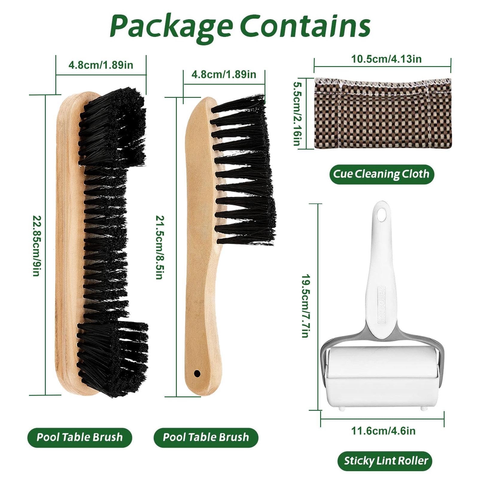 Nettoyant pour Billard,Ensemble d'accessoires pour Billard Ensemble brosses pour Rails | Nettoyeur Brosse Billard Billard, Manche en Bois Naturel