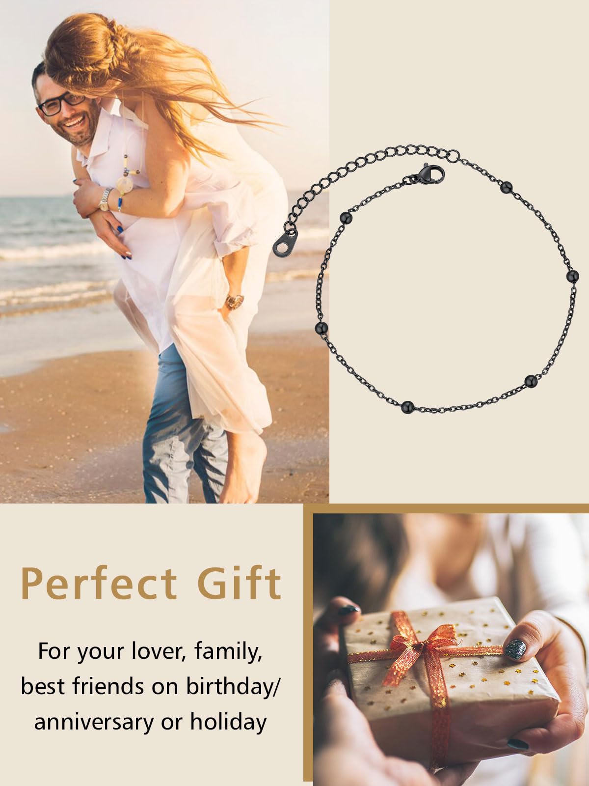 FindChic Tobillera Mujer Pulsera de Cadena Eslabones Acero Inoxidable Pulseras para Tobillo Tobillera para Verano Playa 22cm+5cm