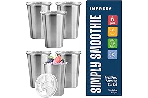 IMPRESA 6-Pack Stainless Steel Meal Prep Cups: Freezable Smoothie Storage Solution