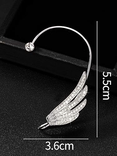 Miniatura 8 de Pendientes de oreja de ala de ángel con diamantes de imitación brillantes, aretes sin perforación, alas de ángel de cristal, cartílago, escalador,