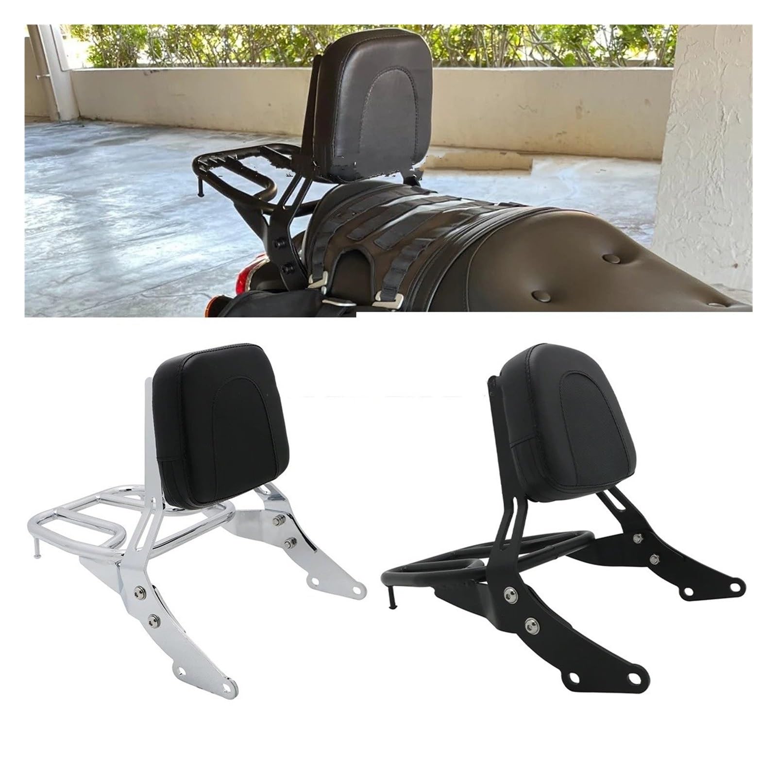 Supporto Ripiano Cuscino Moto Schienale Passeggero Sissy Bar Portapacchi Per Triumph Per Bonneville T120 T100 Per Street Per Twin Per Scrambler 2017-2022 Portapacchi Posteriore(Nero)