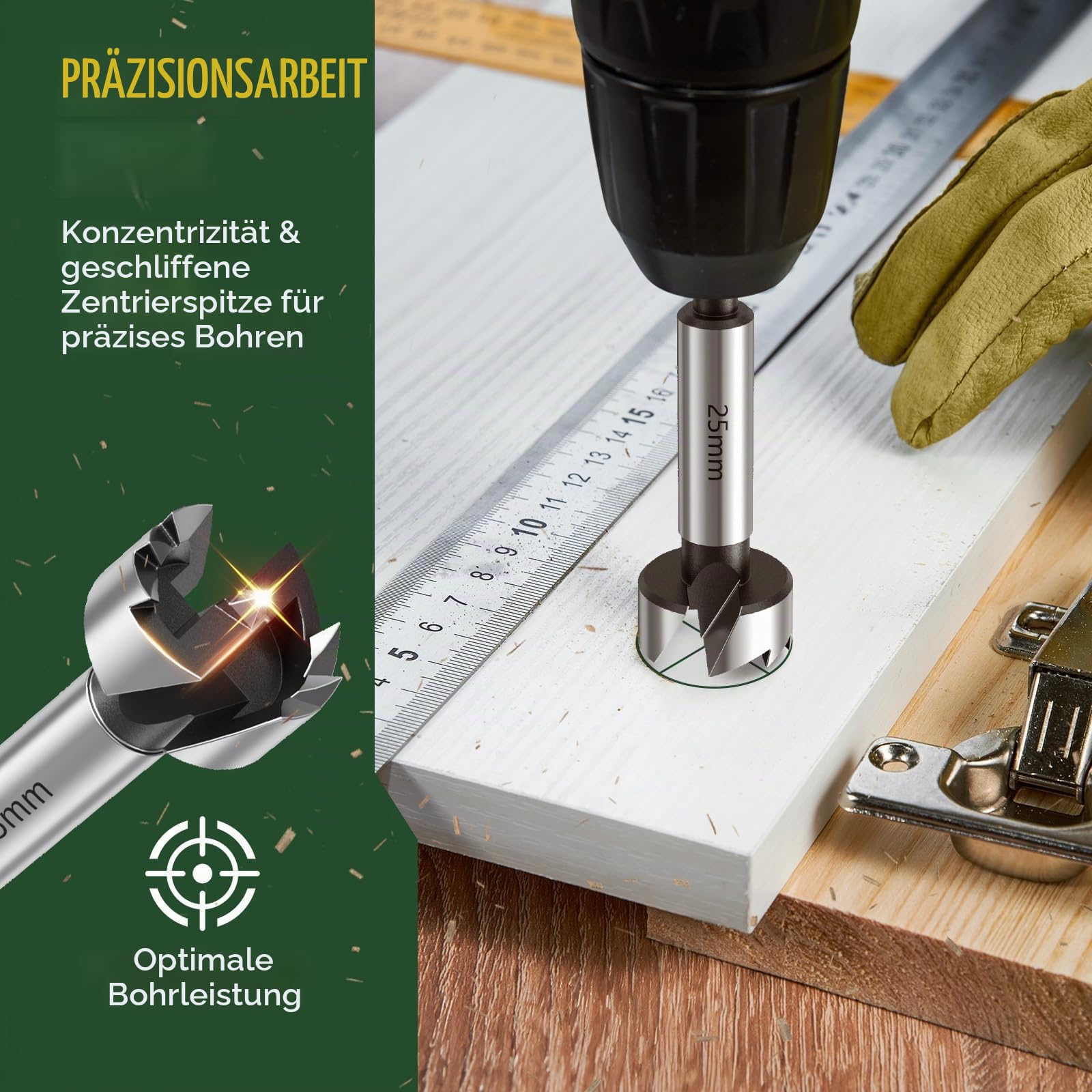 WildFun Forstnerbohrer Set 16tlg für Holz, Hochwertige Forstnerbohrer für die Holzbearbeitung, Holzbohren mit Rundschaft, Bohrerzubehör, Ø6-54mm mit Aufbewahrungskoffer