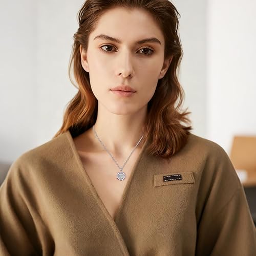 Vista 553 de Collar con colgante de plata de ley 925 con medalla de San Patrón, joyería religiosa para hombres y mujeres, con cadena de acero inoxidable 316L