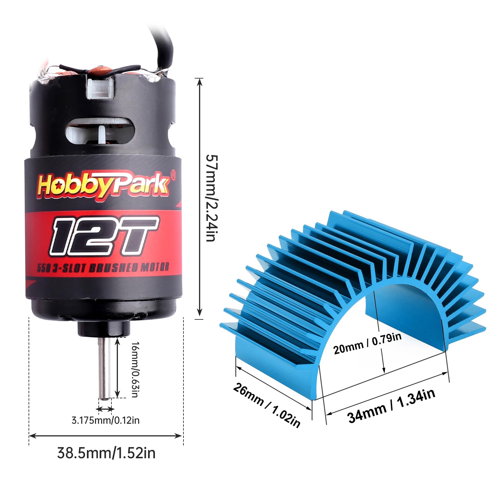 Hobbypark 12T Motor 550 Motor Brushed for 1/10 RC Car Truck