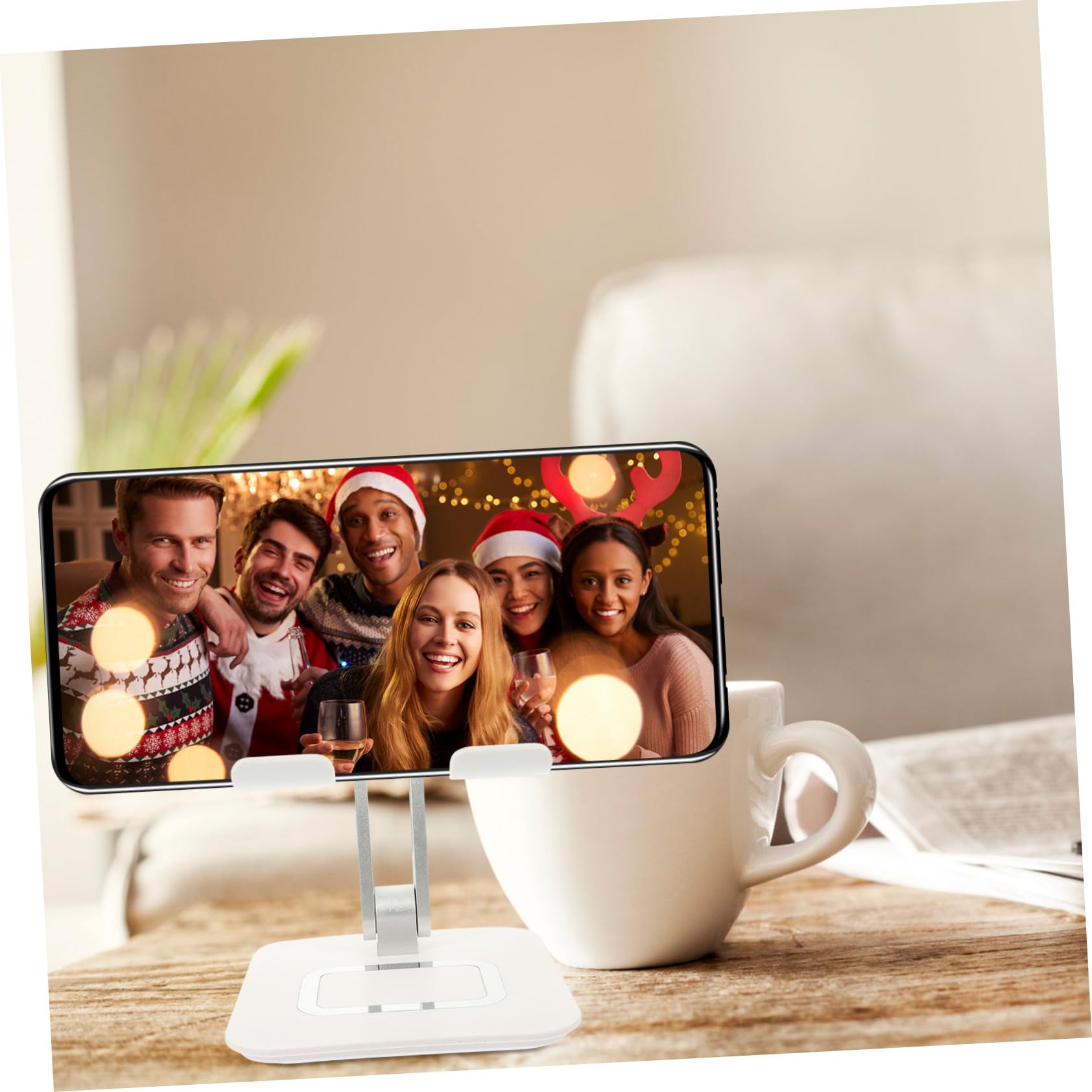 Supporto Telefono e Tablet da Scrivania Regolabile Base Stabile Compatibile con Cellulari e Tablet Design Pieghevole e Resistente per Casa e Ufficio