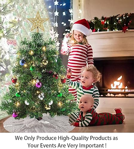 Miniatura 2 de ShinyBeauty - Falda de árbol de Navidad bordada y con lentejuelas de 24.0 pulgadas, falda de árbol de Navidad de poliéster para decoración de Navidad