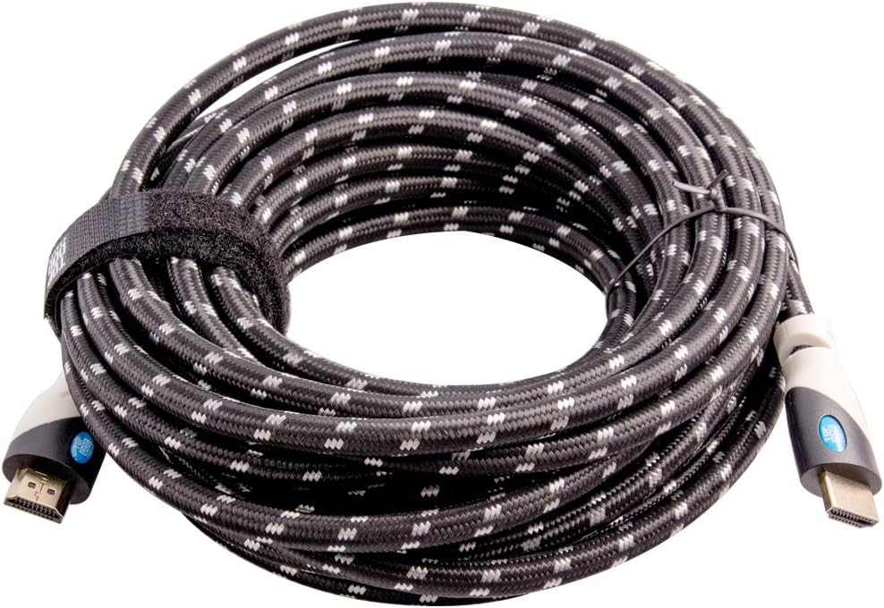 Top Dog Cables - TD-05PW- Gold Premium 30' High Speed HDMI Cable with Ethernet - Black/White - 3D HD PS3 4 XBOX One 360 DVD TV Blu Ray