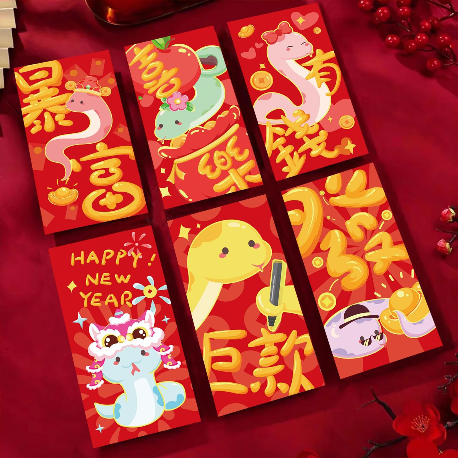 Buste Rosse Cinesi Hong Bao per Capodanno Rosse Dorate in Rilievo Feste Primavera Matrimoni