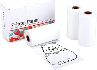 Phomemo Non Adhesive Paper Printer Thermal Paper White for M02 M02S M02 Pro, Black Print on White, 2.08 Inch x 26.2 Feet (53mm x 8m) for Black and White Photos, Planner, Note, Scrapbooking