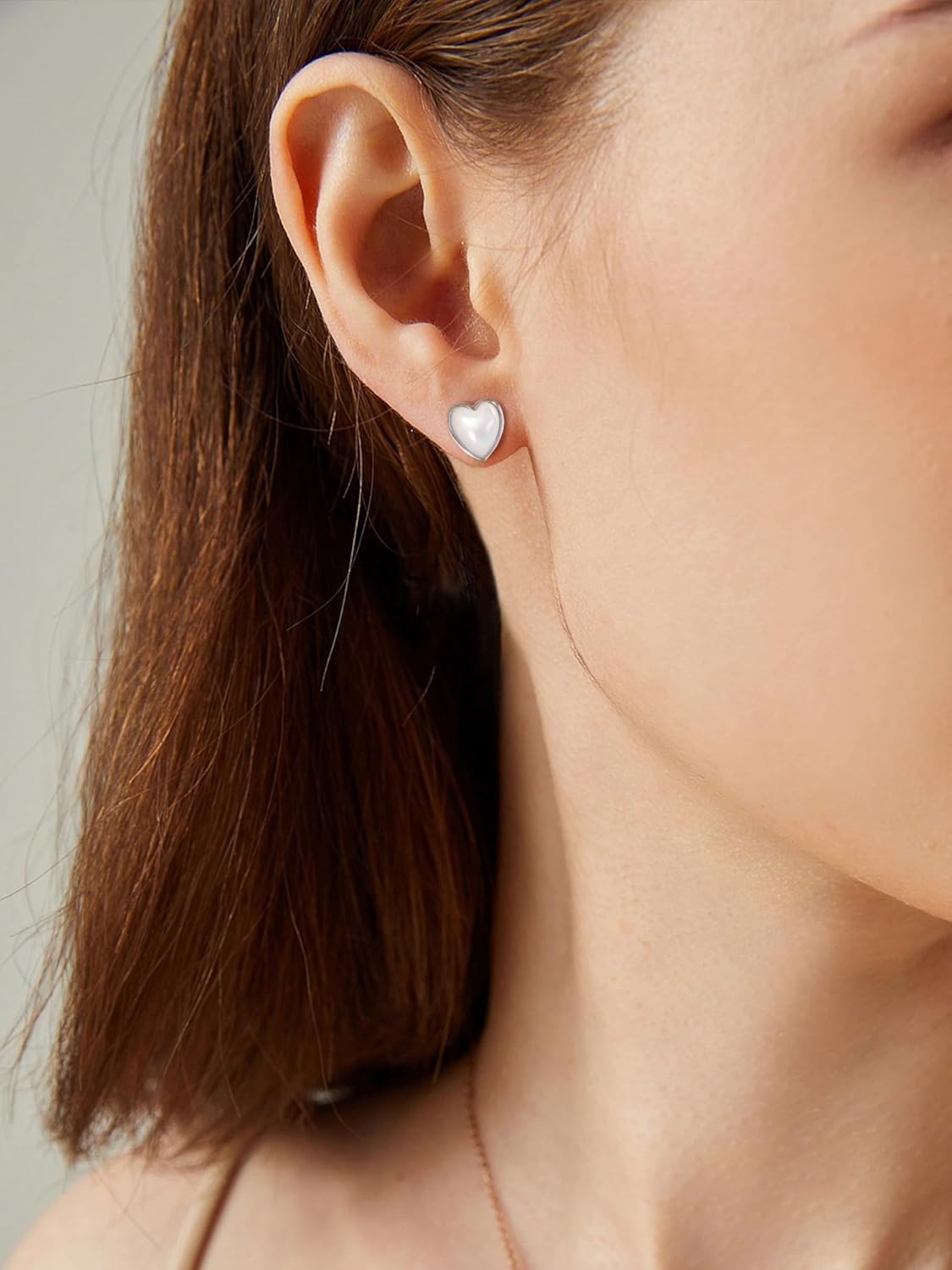 S.Leaf Mother of Pearl Stud Earrings for WomenS925 Hypoallergenic Minimalism Round I Heart I Square I Oval Shell Stud Earrings Best Friend Birthday Gifts for Women Trend Siser Mom Wife Womens Her Friend Party - Image 3