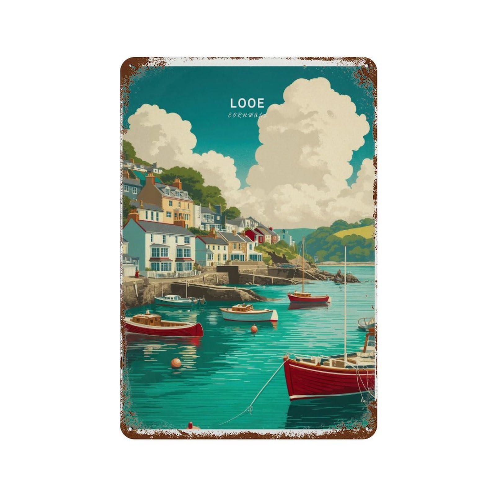 xiaoxiaoshen Looe Corn Travel England Gifts(2) Metal Tin Poster Modern Home Decor Art Home Bar Shop Decorations Vintage Sign 30x20cm