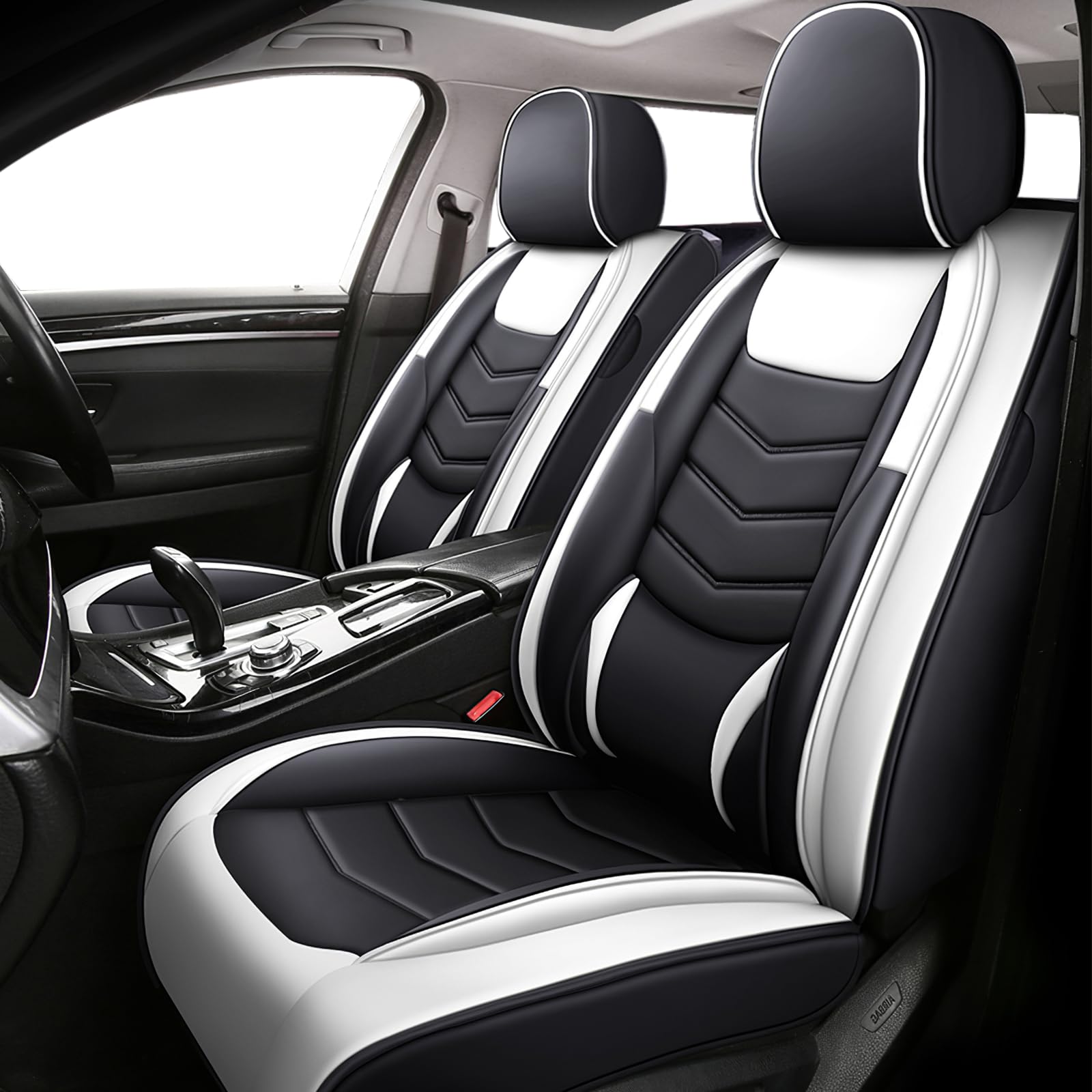 Car Seat Covers Fit for Volkswagen Id.4 2021-2024 Daily Commutes Durable and Side Airbag Compatibility Sports Seat Cover, 2 Pcs Front, Black White
