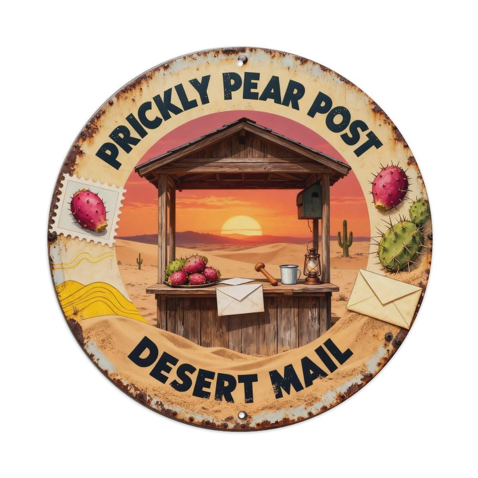 Prickly Pear Post Sign Metal Tin Sign Plaque