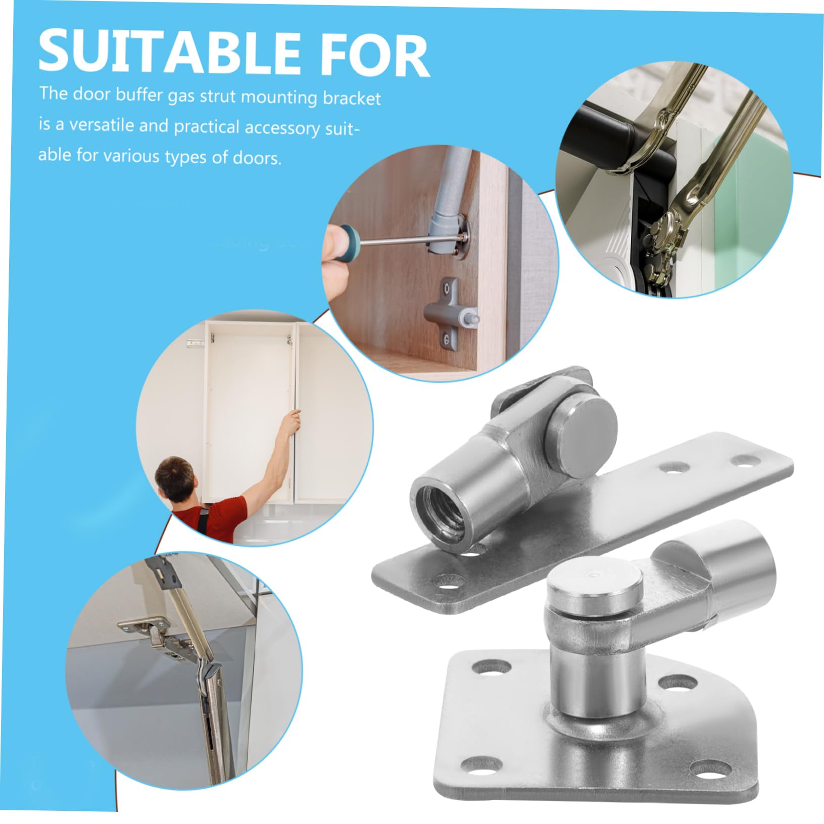 ARTIBETTER 1 Pair Gas Mounting Bracket Heavy Duty Hood Lift Support Gas Spring Connector for Cabinet Door