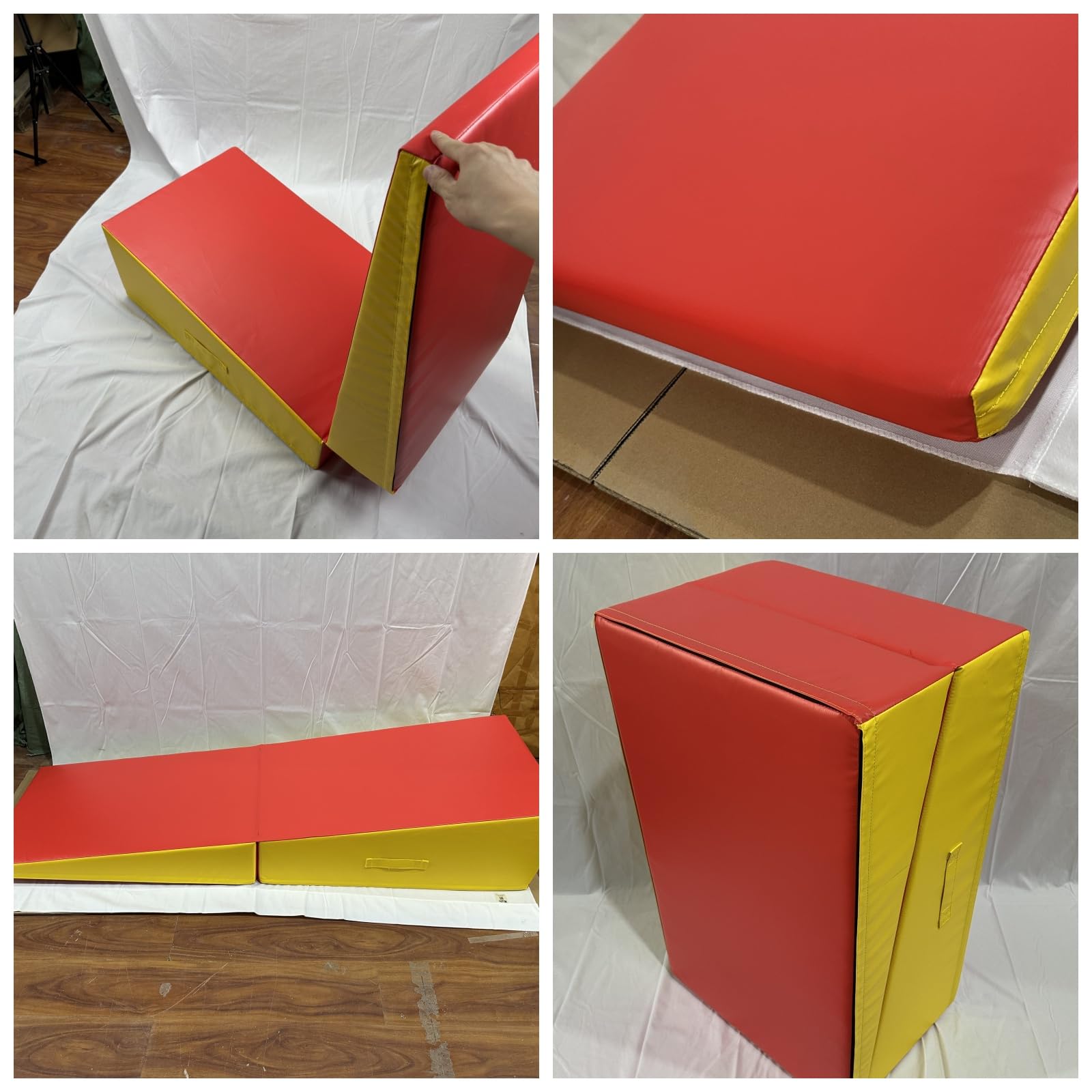Tappetino da ginnastica inclinato, pieghevole, superficie antiscivolo, antistrappo, per ginnastica, danza, esercizi di arti marziali (180 × 56 × 35 cm)