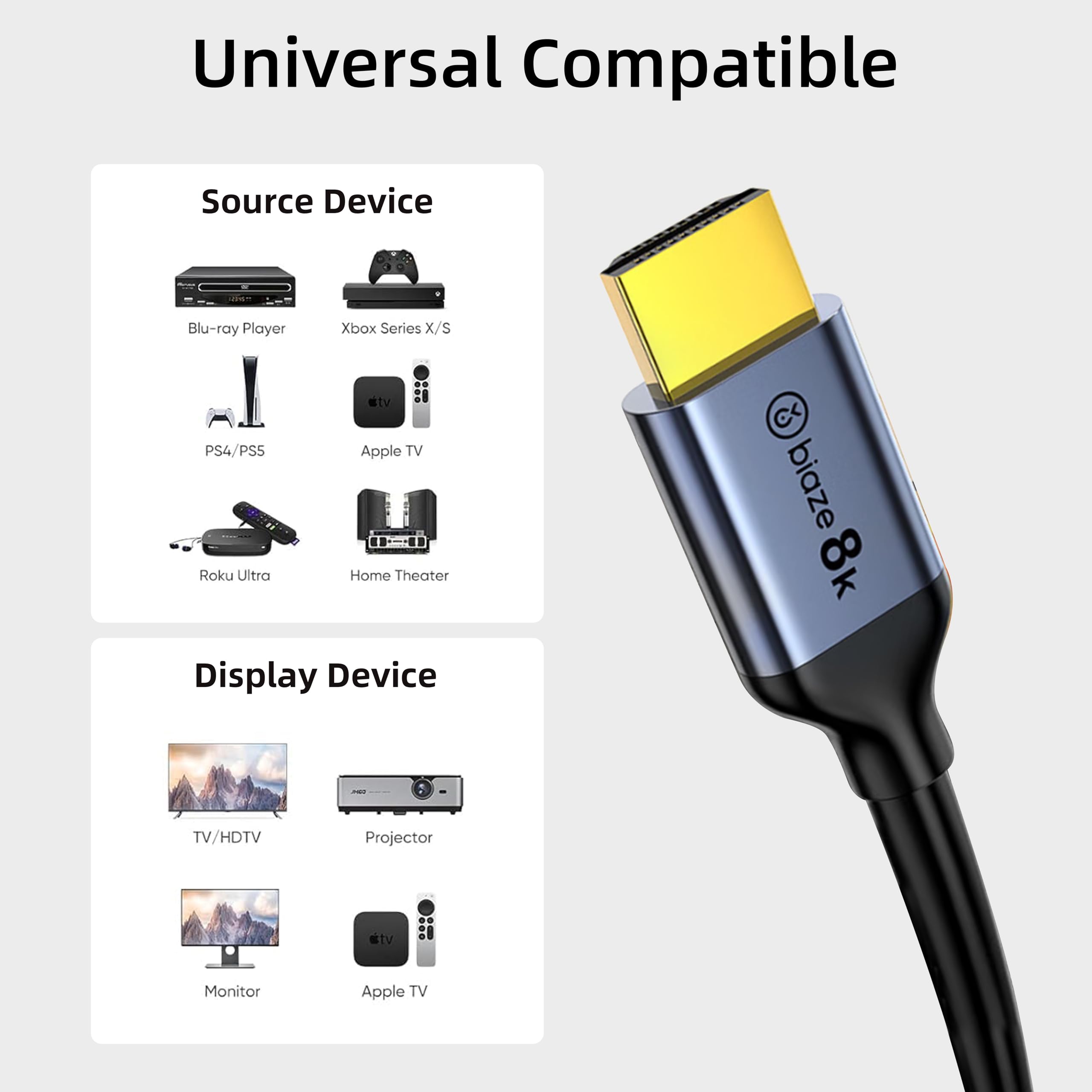Cavo HDMI Beseloa 8K 48Gbps 3m Intrecciato In Nylon: Alta Velocità Per PS5, 4K@120Hz, HDR10, HDCP 2.3