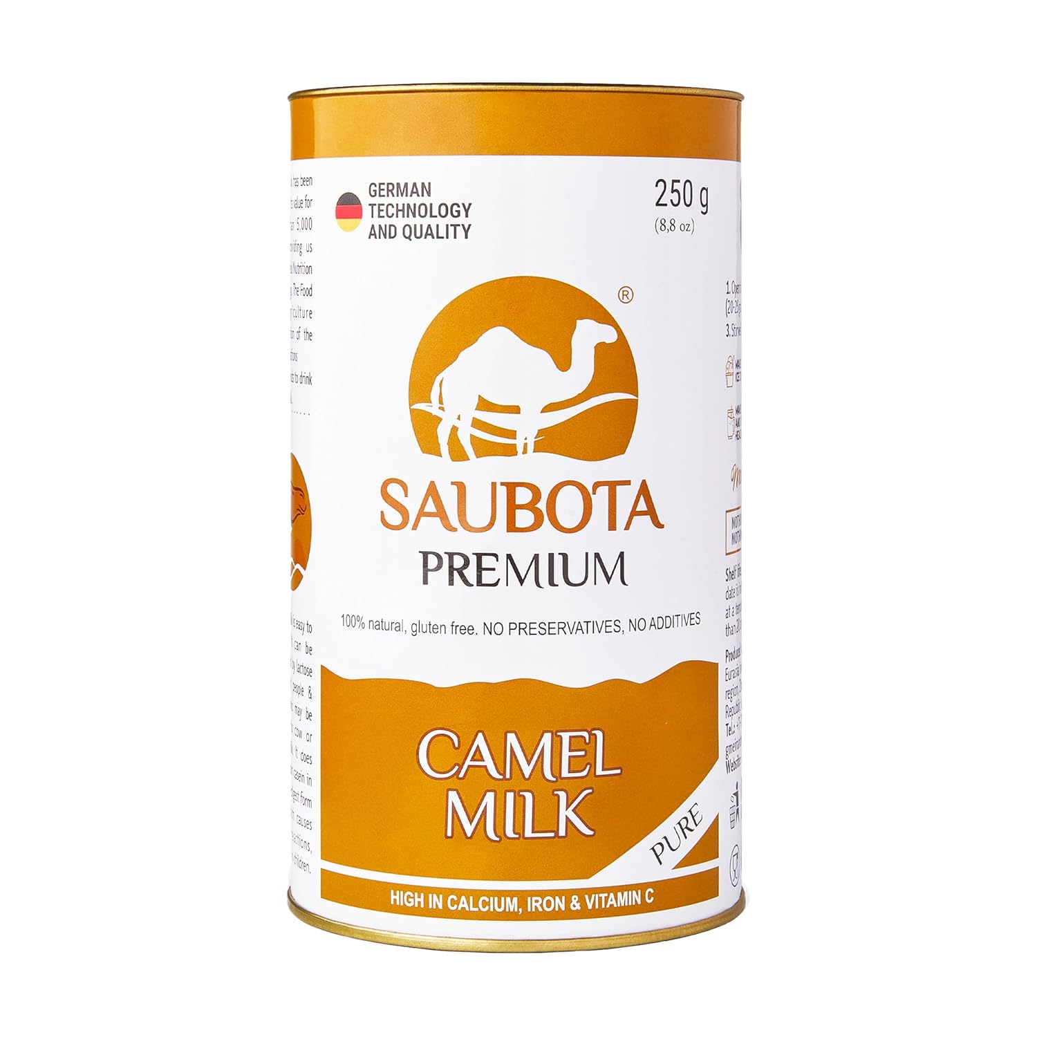 SAUBOTA Premium Camel Milk Powder 250g – 100% Natural Camel Milk, Gluten Free, High in Calcium, Iron & Vitamin C, No Preservatives or Additives. Helping Support Strong Bones, Energy levels, and Overall Wellness.