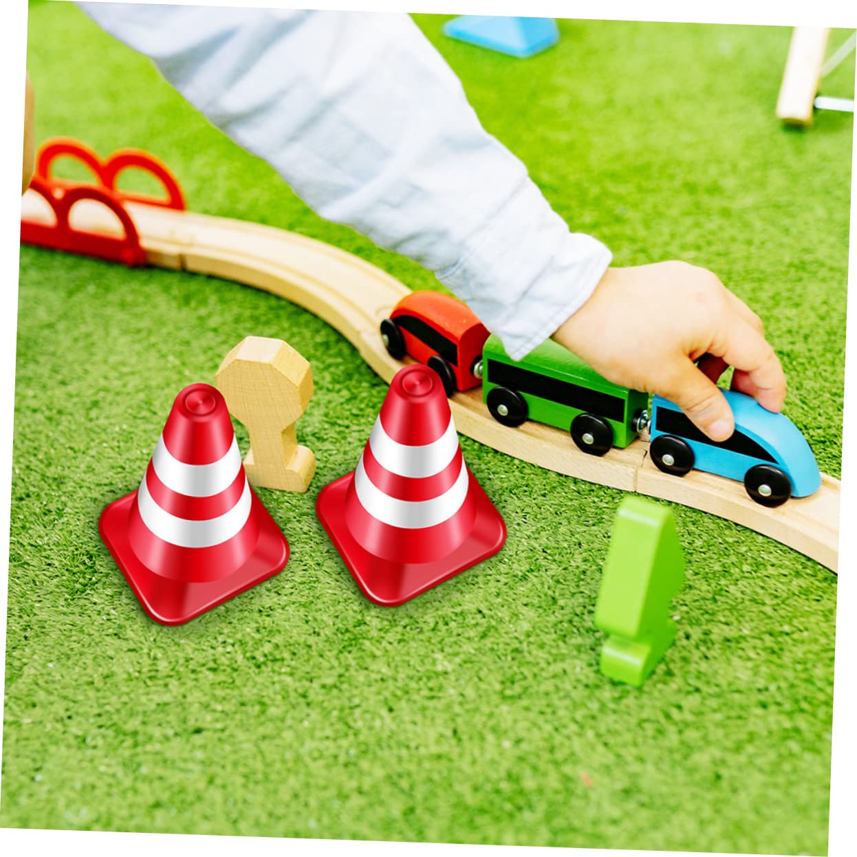 12pièces Mini Cônes De Signalisation Décorations De Panneaux Table De Sable Modèles De Circulation Jouets pour Garçon Fille