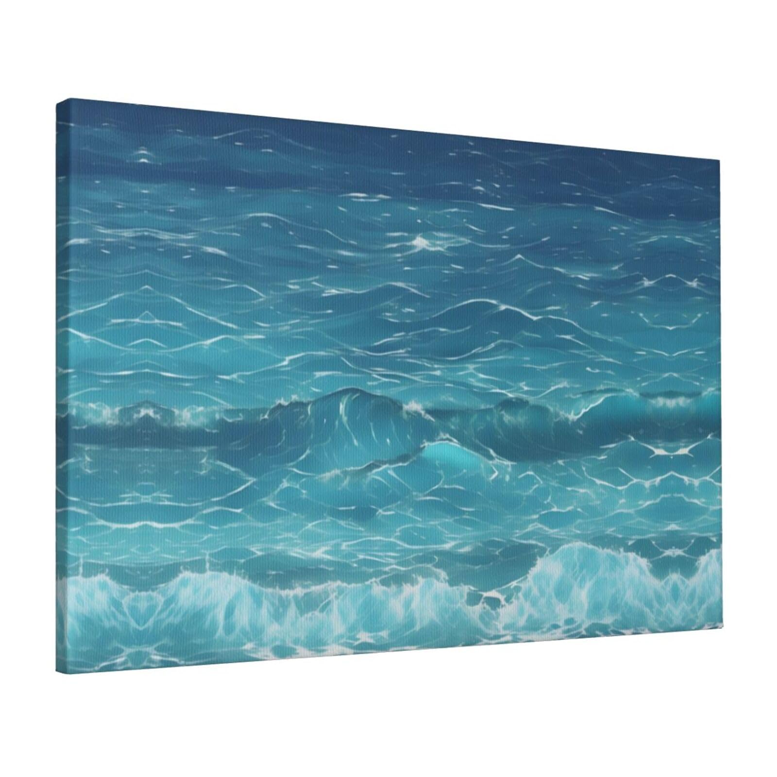 CNTDBU The deep blue sea Canvas Wall Art 16x24 Inch-Large Modern Painting Print for Living Room, Framed Ready to Hang Artwork for Bedroom