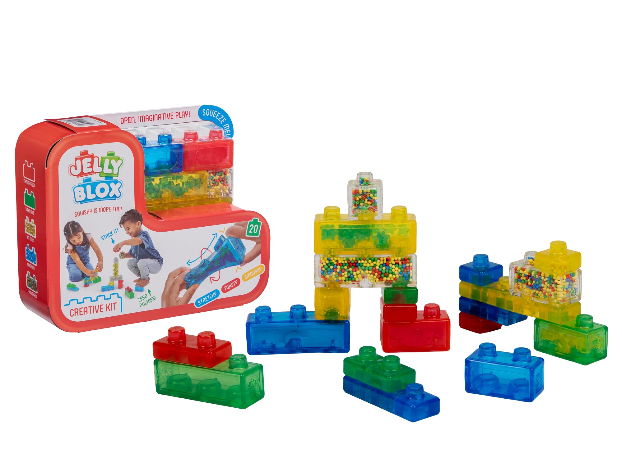 Goliath Jelly Blox Creative Kit | Includes 20 Blocks | Toddler & Preschool Building Blocks Kids Can Squeeze, Stretch, Squish | MESH ACCREDITED | Safety Tested & Ouch-Free | Sensory Play Toy Ages 2+