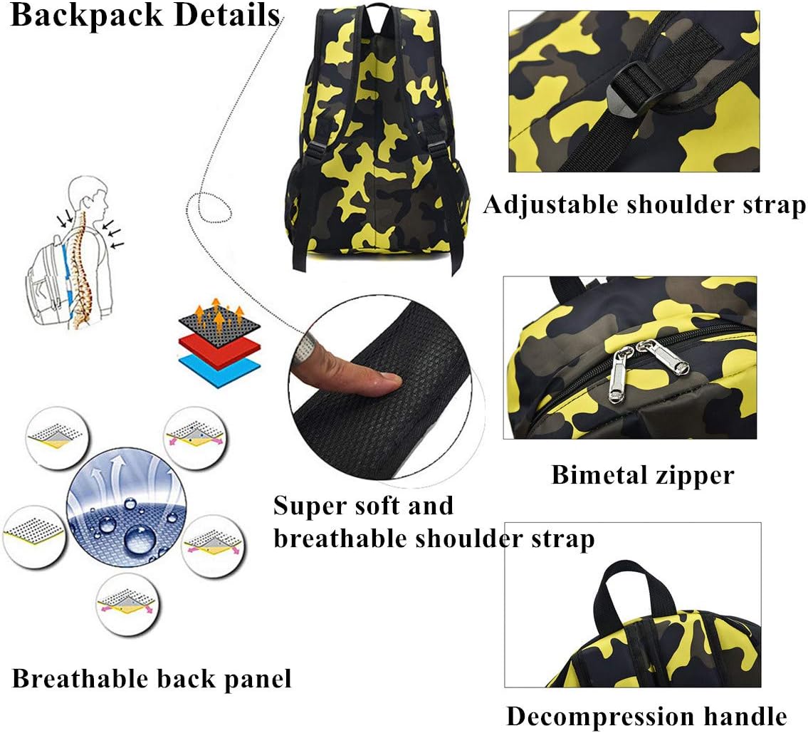 Camo Backpacks for Elementary Primary Students Schoolbag Boys Casual Daypack for Kids
