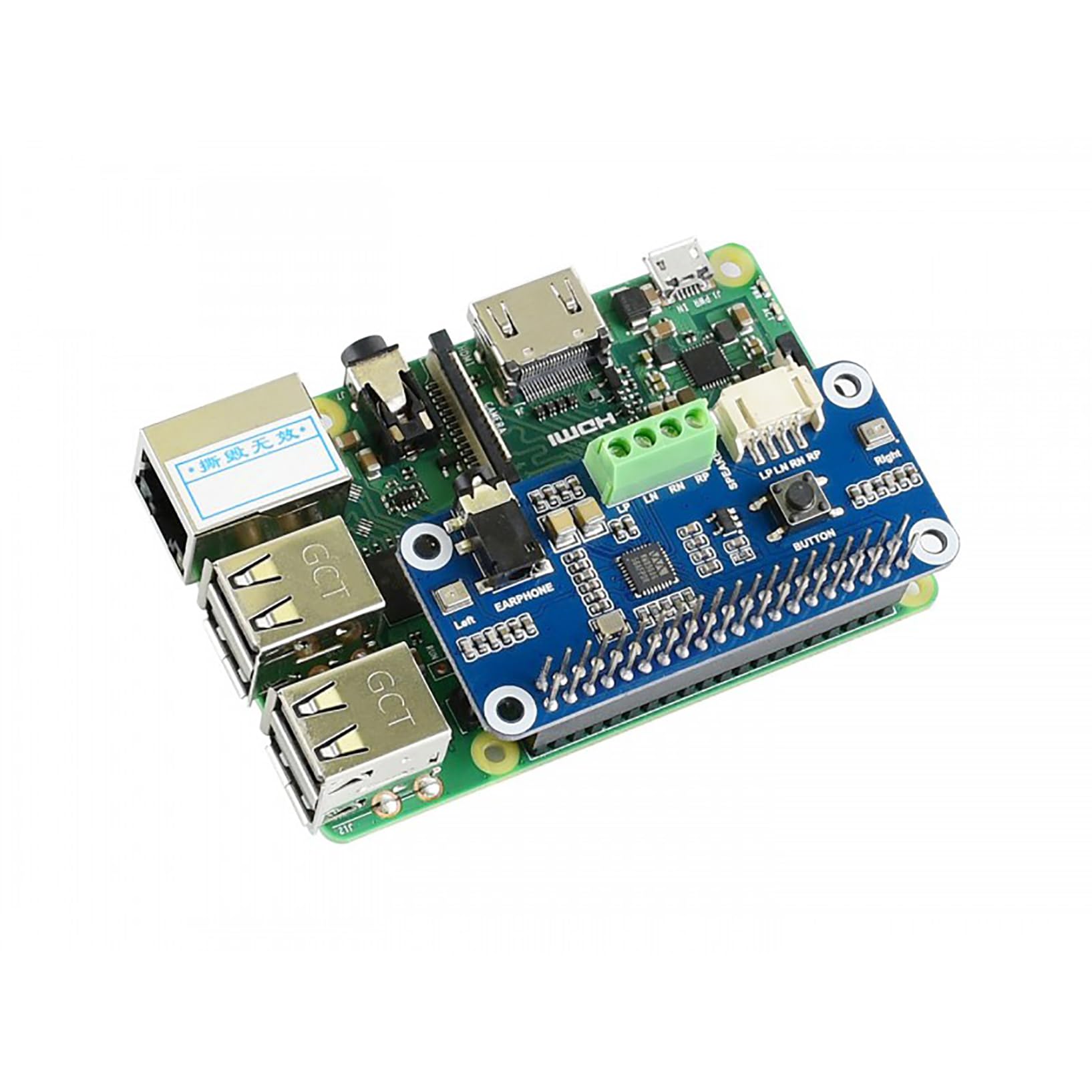 WM8960 Audio HAT Module for Raspberry Pi Zero/Zero W/Zero WH/2B/3B/3B+ Hi-Fi Sound Card HAT Stereo CODEC Playing and Recording I2S Interface Stereo 3D Surrounding - Image 3