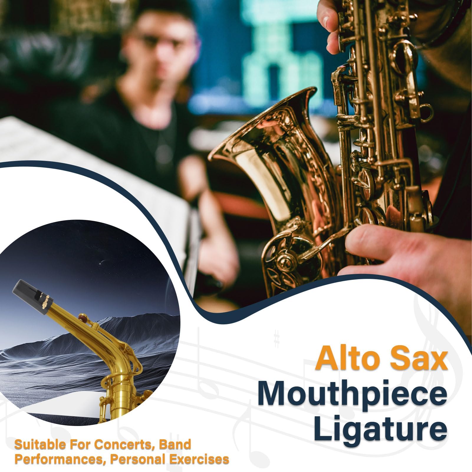 Kit De Boquilla Para Saxofón Alto, Ligadura De Cuero Sintético Para Saxofón Alto De 12 X 4 X 4 CM Ligadura Para Saxofón Alto Clip Para Boquilla De Saxofón Con Tapa De Plástico Para Boquillas Baquelita
