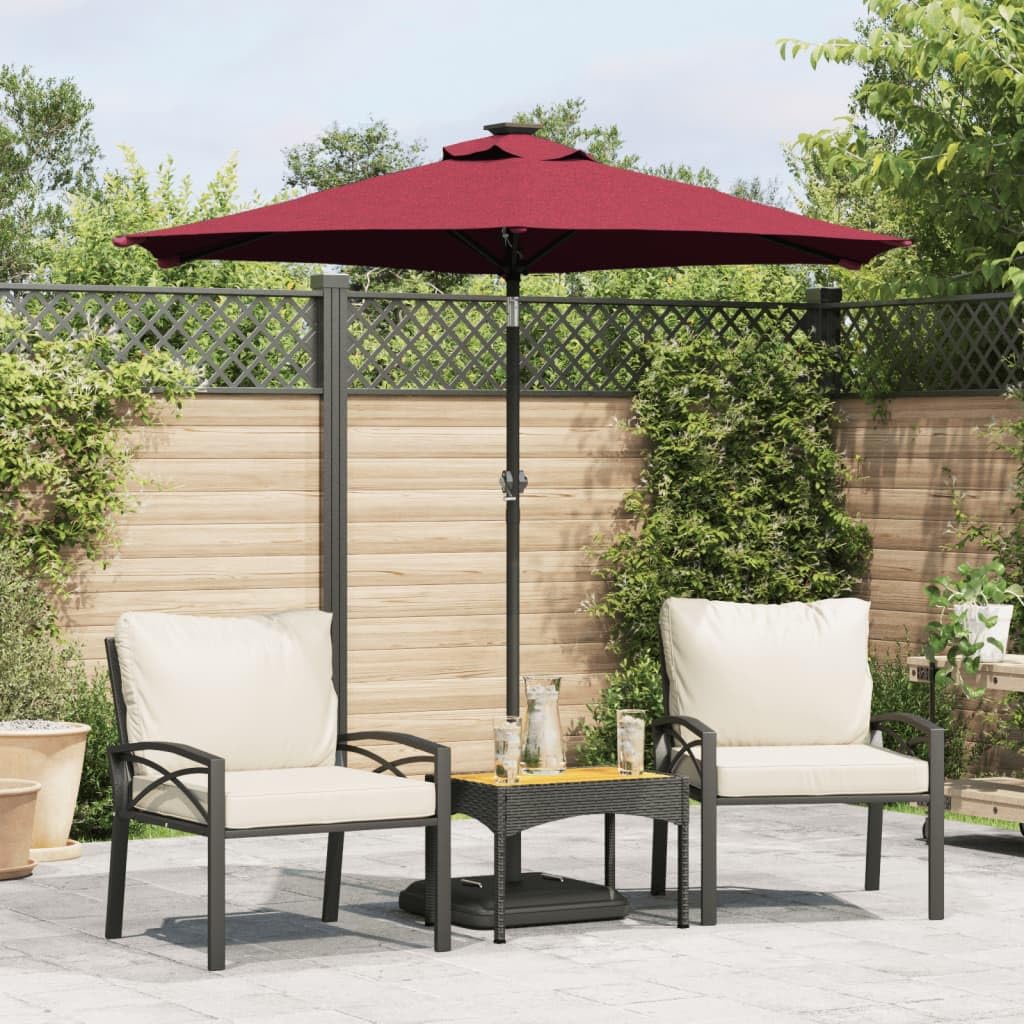 SYDE Bordowy parasol ogrodowy ze stalowym słupkiem 225 x 225 cm