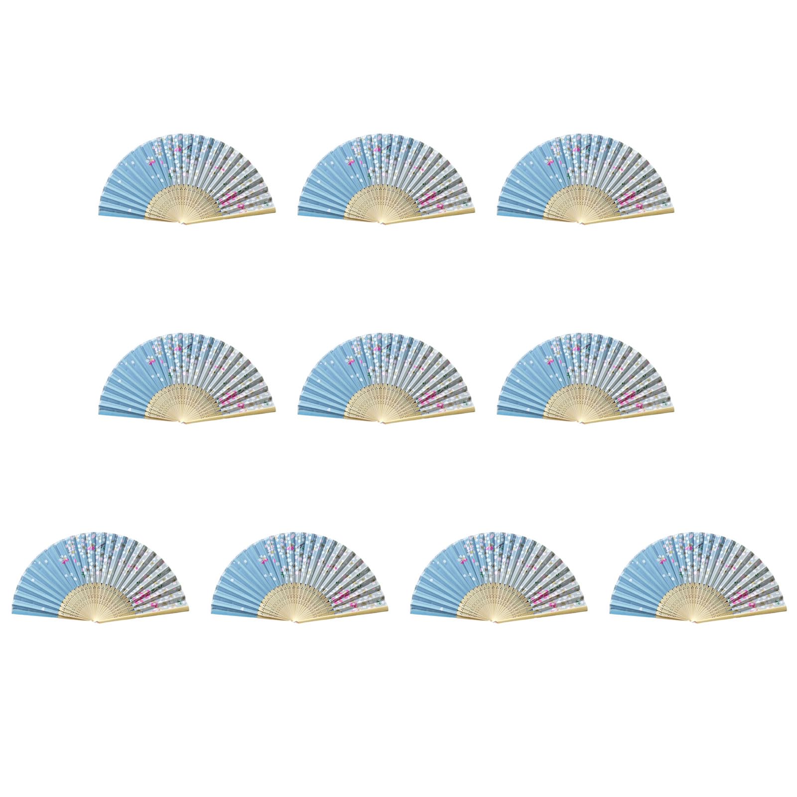 Tsophreniq Of 10 Bamboo Folding Fans Traditional Chinese Handheld Fan with Elegant Carvings for Cooling and Decoration Bamboo Fan