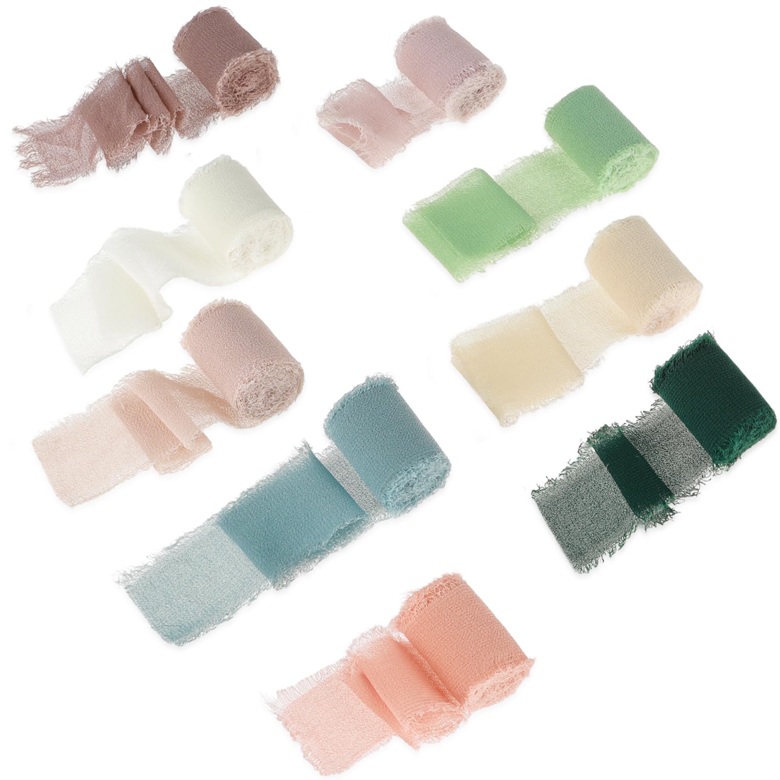 9 Rollen Chiffonband Mit Fransen – Je 2,5 Cm X 2 M, Mehrfarbig, Für Geschenke, Hochzeiten, Tischdekoration