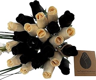 Black and White Wooden Rose Bouquet (2 Dozen)