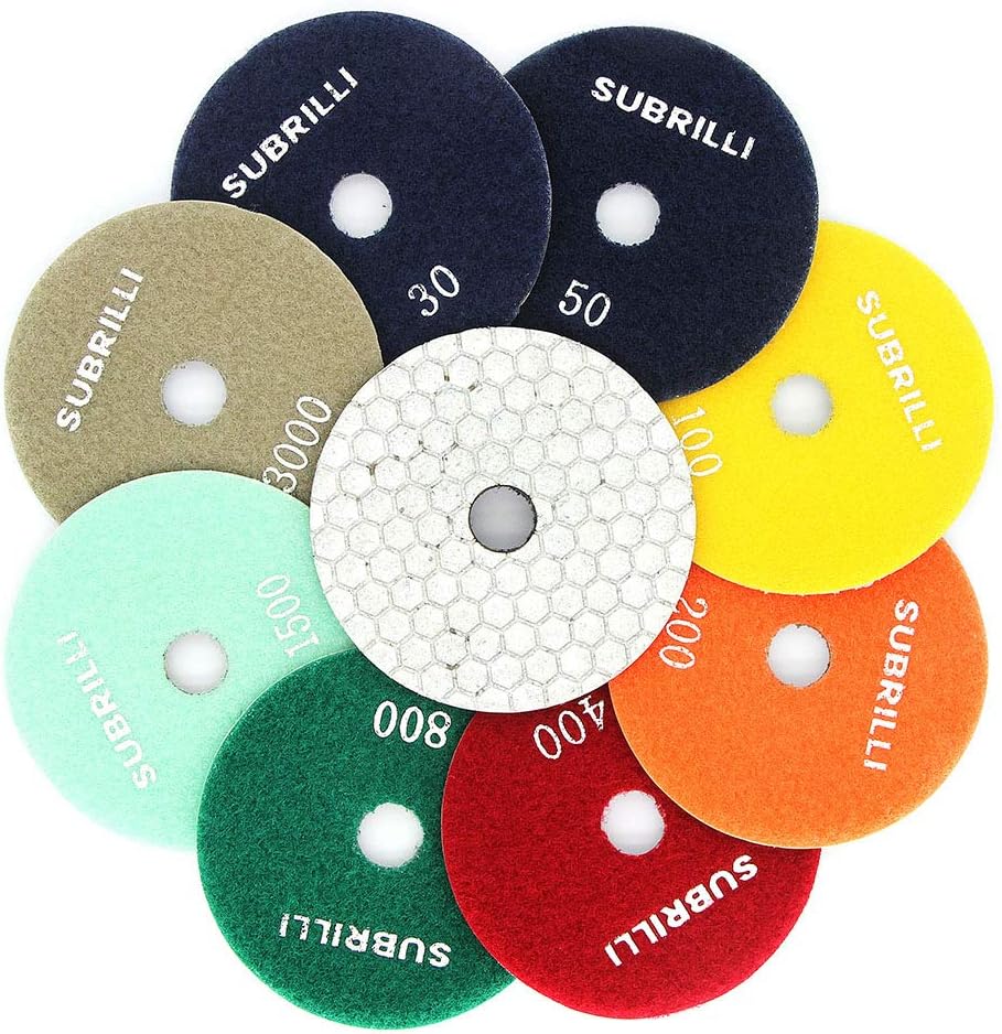 Dry or Wet 5" Diamond Polishing Pads 2 Pcs Set for Granite Concrete Marble (Grits 30)