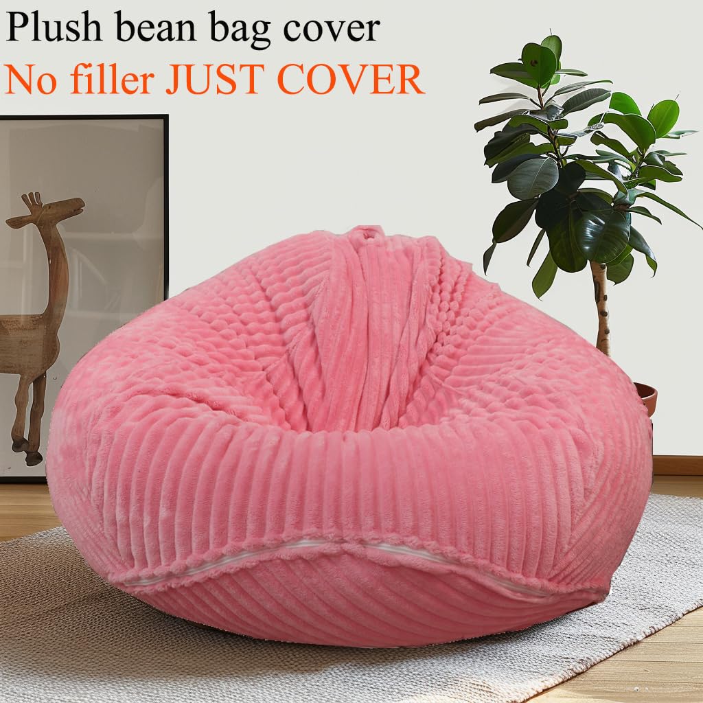 Bestenrose Cover without filler Bean Bag Cover Bean Bags Chair without Filling Stuffed Animal Storage Washable Soft Plush Sofa Cover (Pink - Image 3