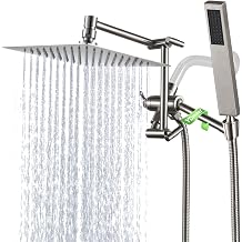 All Metal For California Rain Shower Head with Handheld Spray Combo, YDmeet 8 Inch Rainfall Shower Head, 14" Adjustable Extended Arm, Stainless Steel Handheld, 3 Way Diverter, 71" Hose, Brushed Nickel