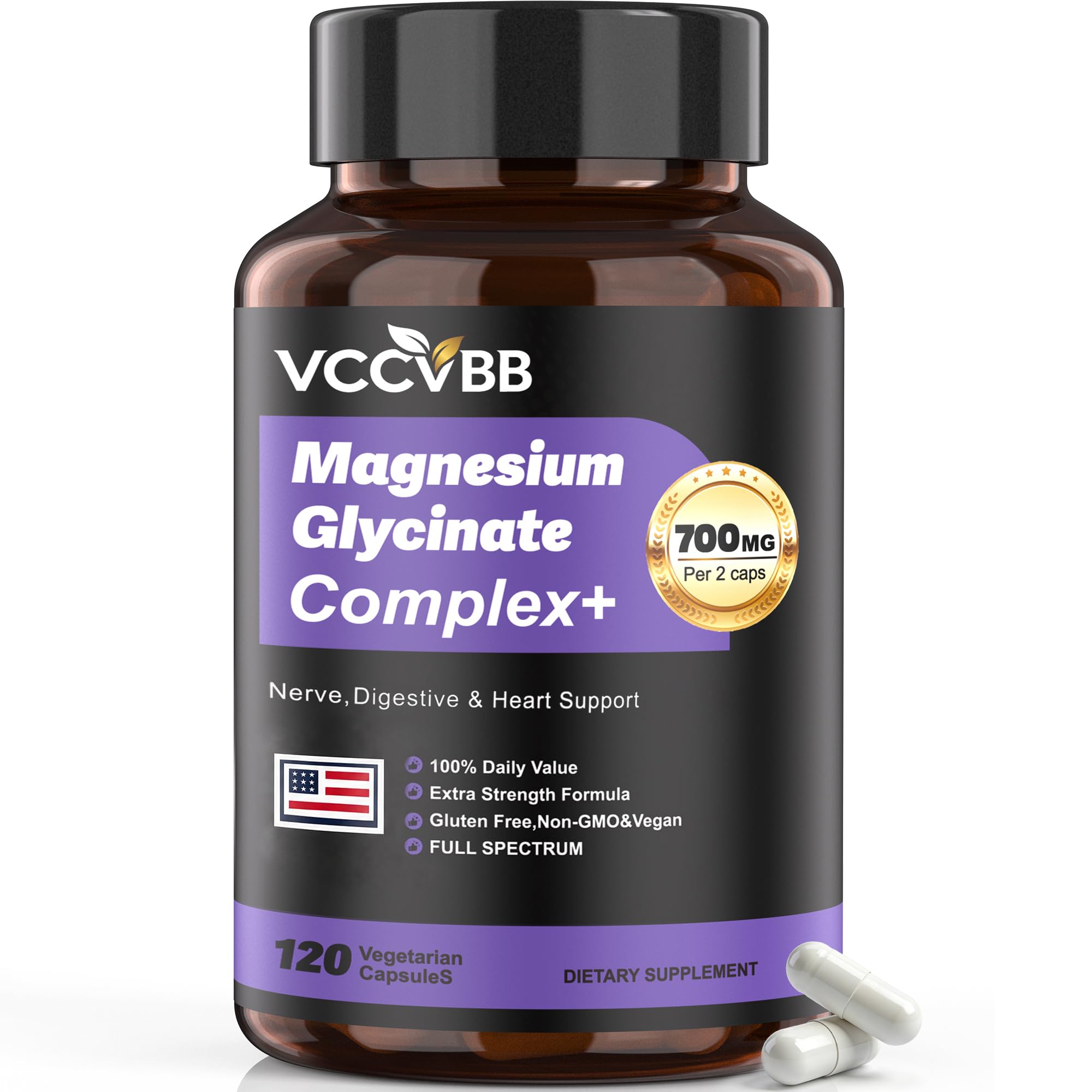 Magnesium Glycinate, 700mg Elemental Magnesium Complex, Vegan