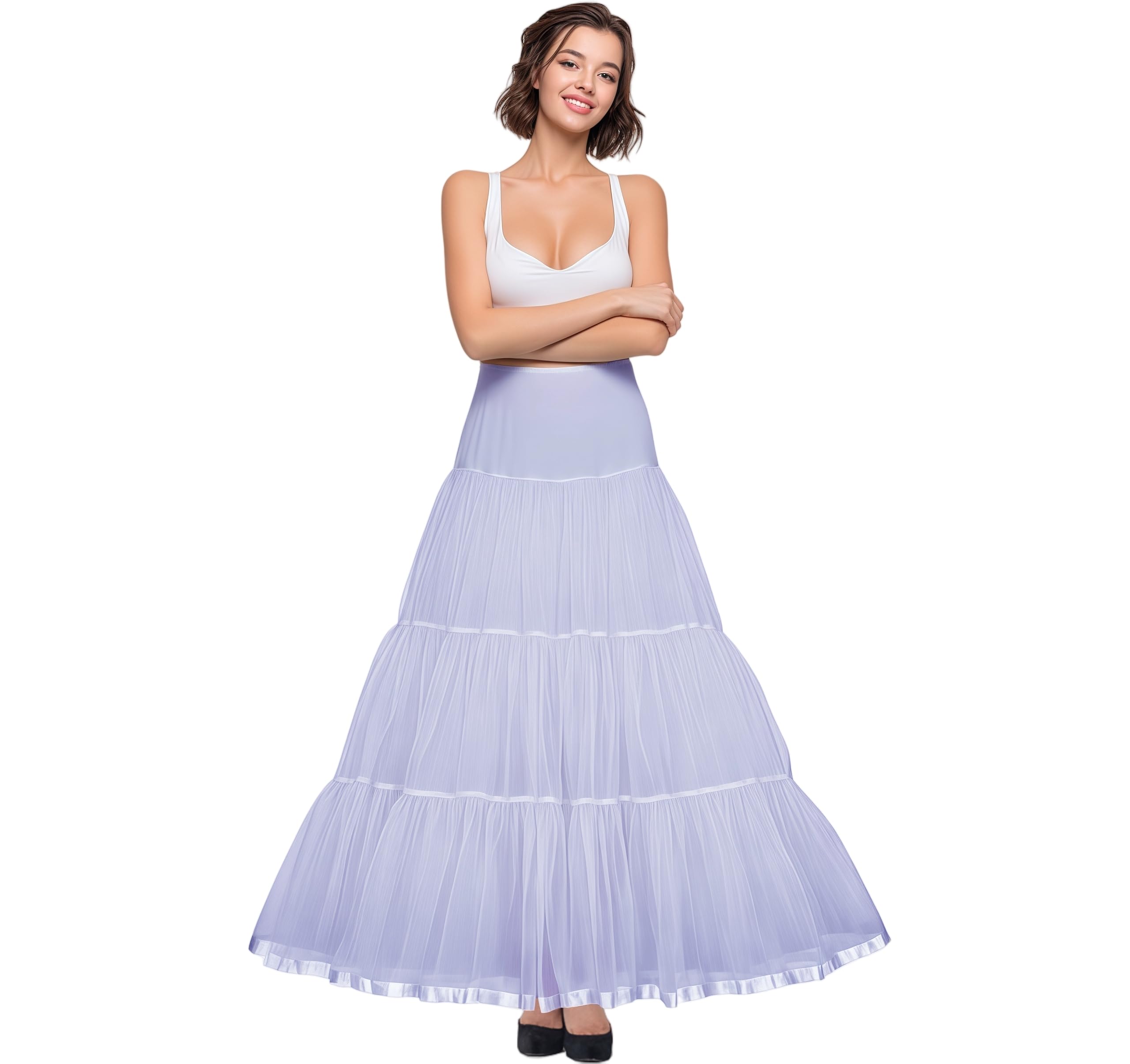 Women's Floor Length Wedding Petticoat Long Underskirt for Formal Dress S-3XL