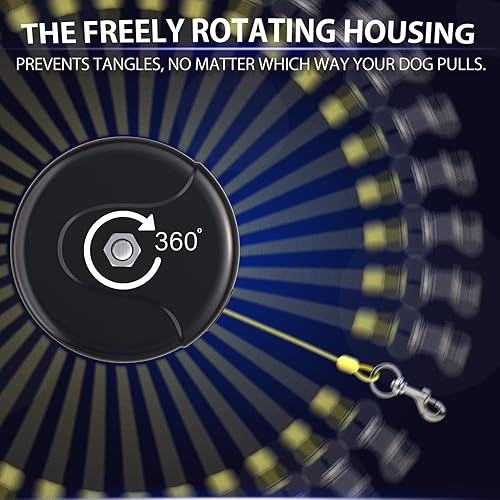 Miniatura 4 de Cable y estaca de amarre para perros de 30 pies, anclaje de acero en espiral pesado de 360 sin enredos y correa retráctil para perros pequeños a