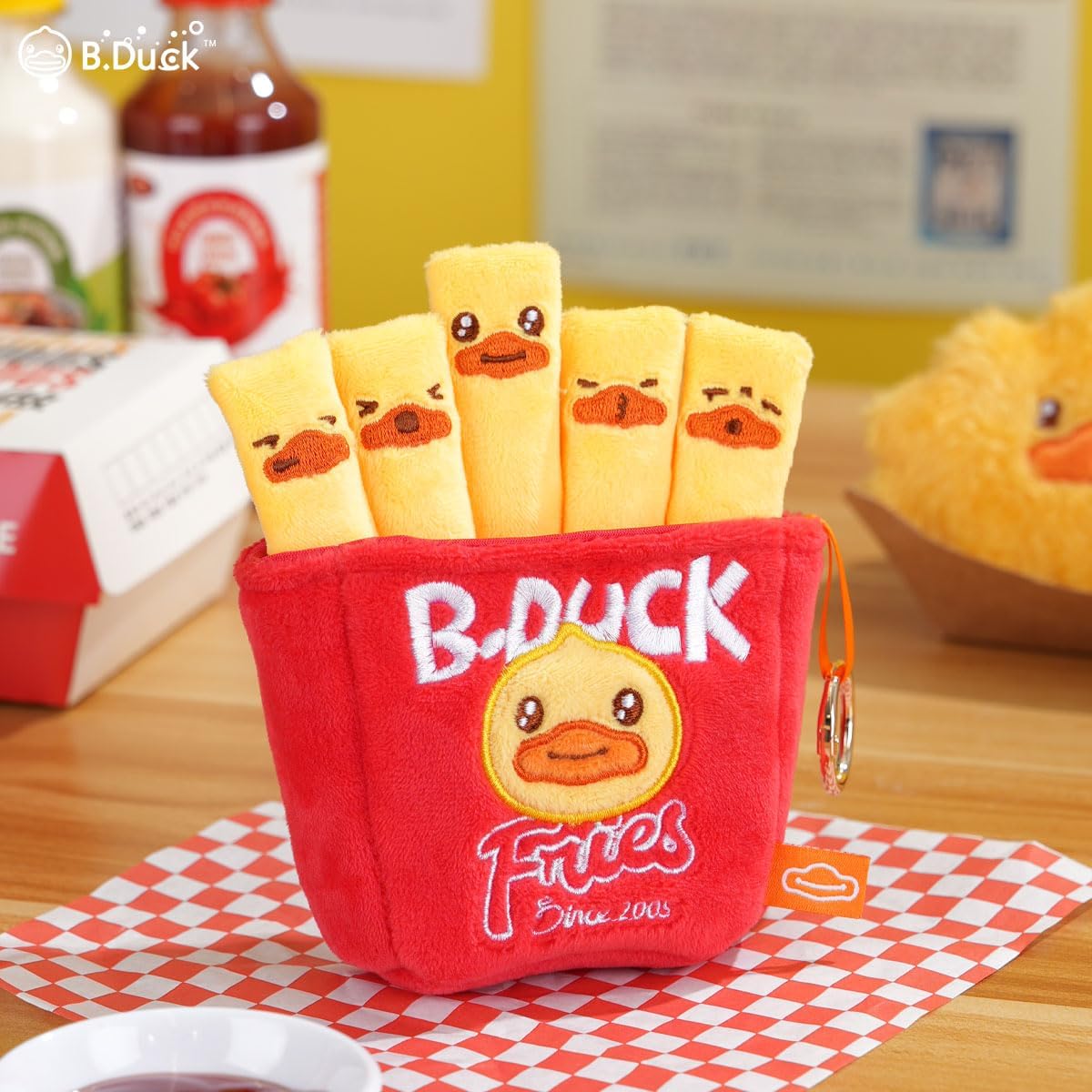 B.Duck Yummy Series Plush Keychain Blind Box, Multifuntional Bag Accessory, Food Plush, Fun Gift Idea
