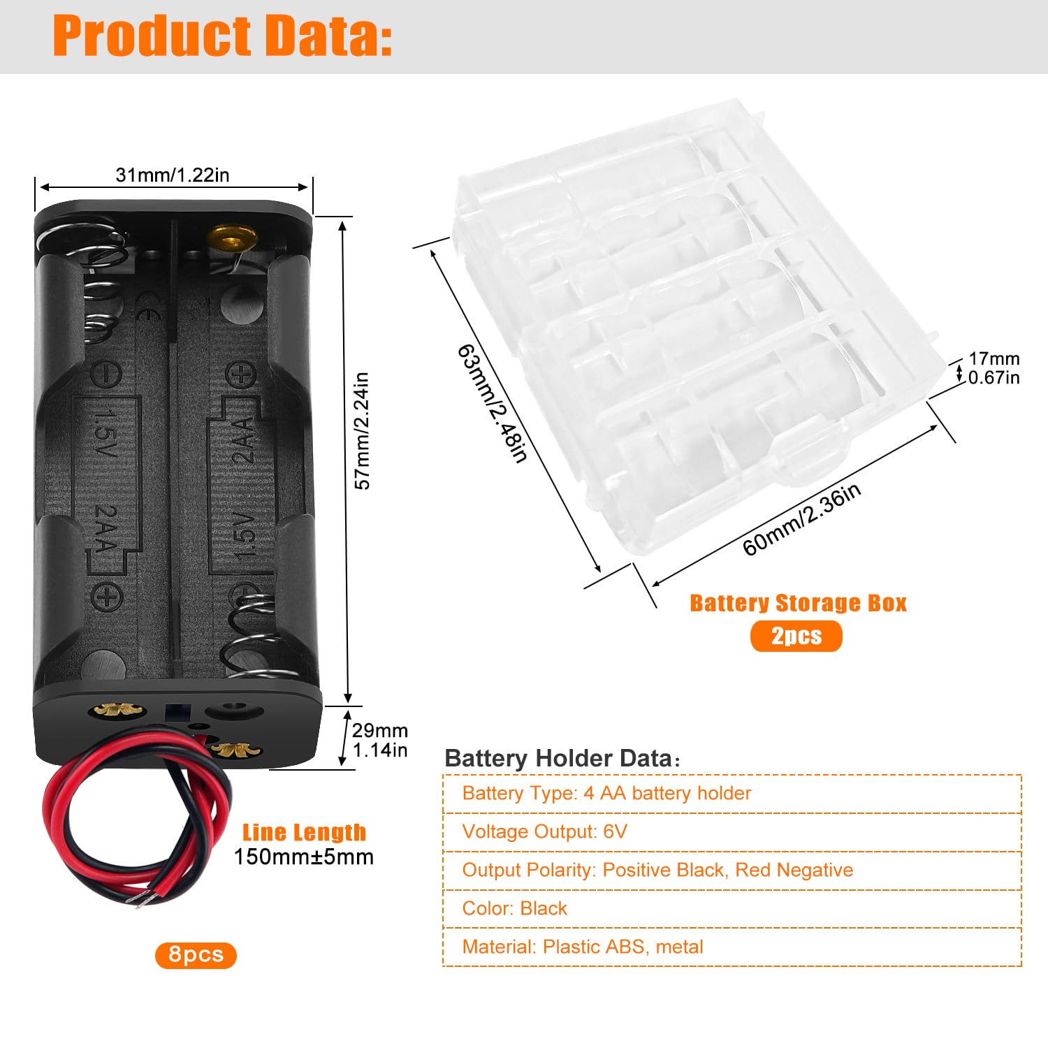 6 Pezzi 4x1.5V AA Supporto Batteria, KUOQIY 6V Portabatteria con Presa USB Femmina, AA Battery Holder, con Custodia Batteria in Plastica 6 Pezzi 4x1.5V AA Supporto Batteria, KUOQIY 6V Portabatteria con Presa USB Femmina, AA Battery Holder, con Custodia Batteria in Plastica