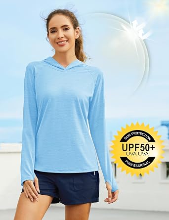 KEFITEVD Womens UPF 50+ Sun Hoodie Shirts Long Sleeve Fishing Hiking Tops