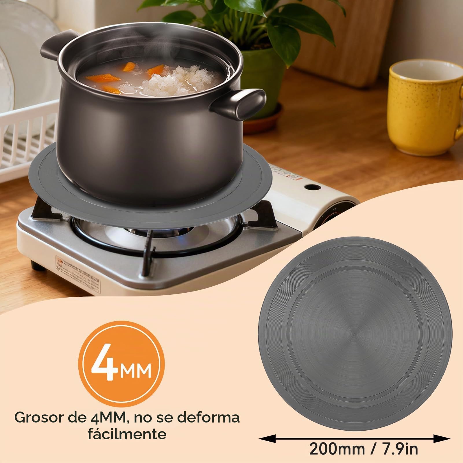 Difusor De Calor Para Estufa De Gas, Placa Difusora De Calor Para Estufa De Gas, Difusor Redondo Para Estufa, Placa De Descongelación, Placa Difusora De Inducción De Aluminio, Protector De Llama, Plac