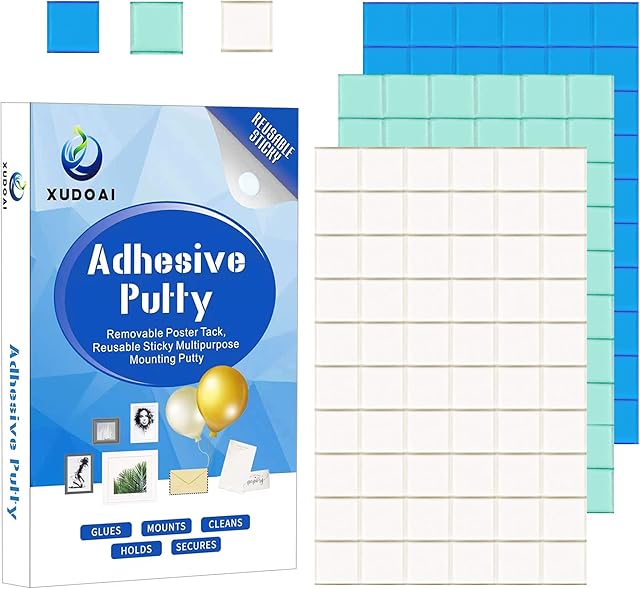 Adhesive Putty, XUDOAI Multipurpose Reusable Poster Tack Home & Office Non Marking Poster Putty to Hang Balloons, Posters, Photos, Lightweight Frames (3 x 50g )