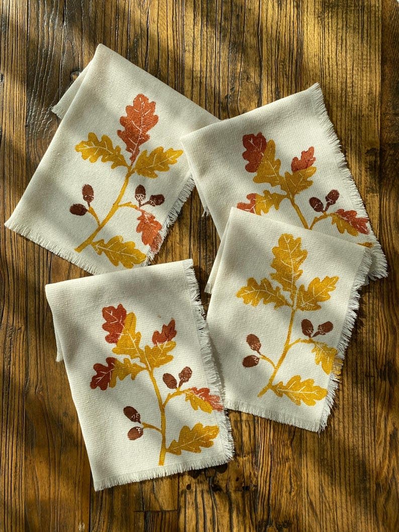 Eoqifjm As Shown In The Picture Block Printed Napkin Natural Cotton Napkins