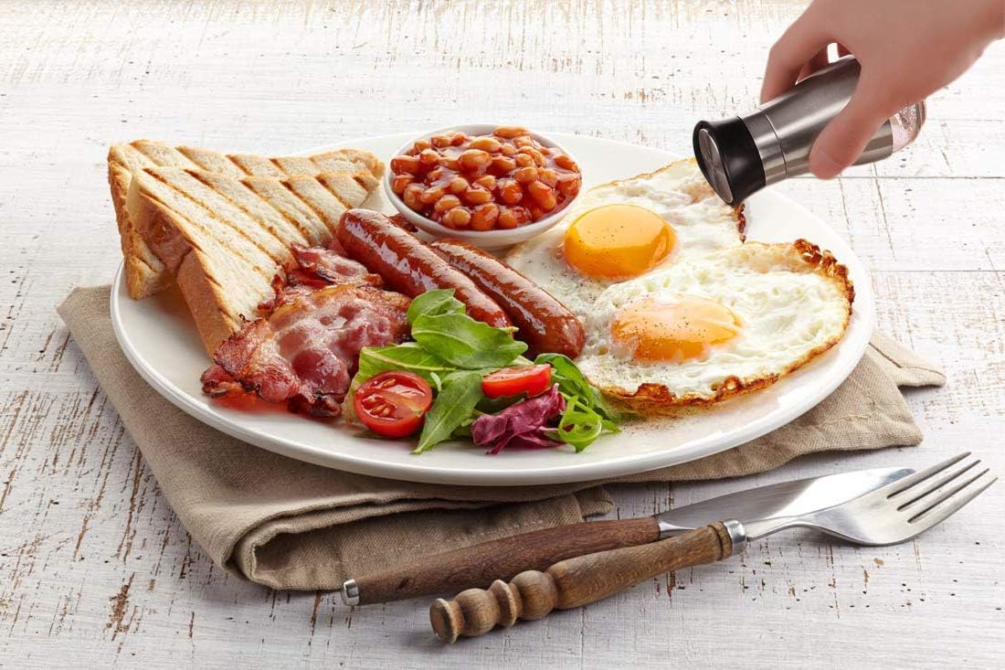 Salt and Pepper Shakers Set, Stainless Steel with Glass Bottle for Table, RV, Camp, BBQ, Set of 2: Home & Kitchen