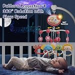 Mini Tudou Baby Crib Mobile with Music and Lights,360°Rotation Remote Control Musical Mobile for Crib with 400 Lullabies,Projection Night Light and Chewable Rattle Toy,Crib Mobile for Girls and Boys