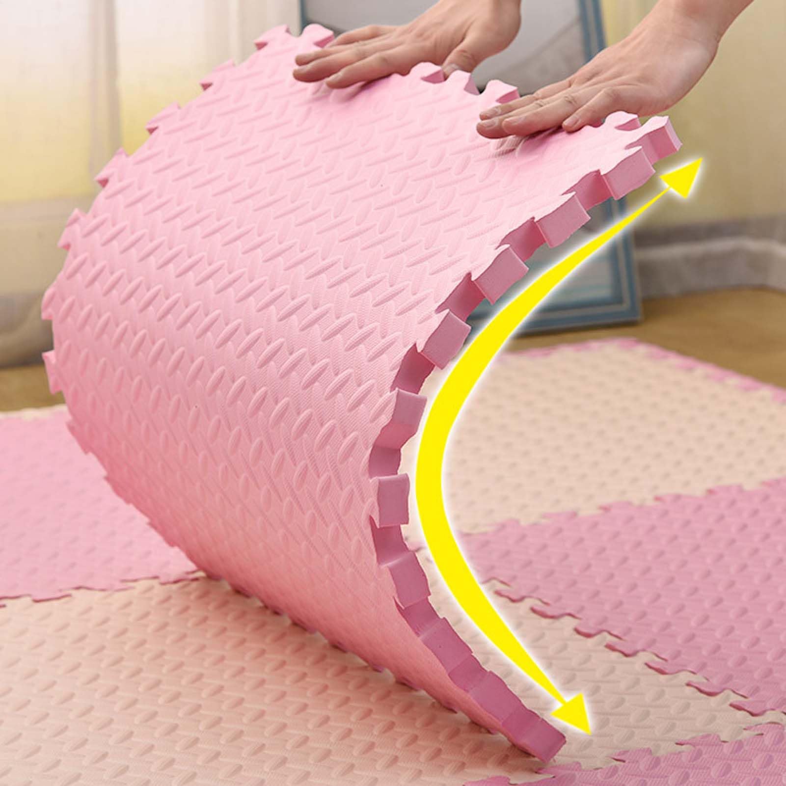 Tappetino Puzzle Eva 4 Pezzi, Tappeto in Schiuma Ad Incastro per Fitness Sport Palestra Yoga Pilates Ginnastica, Materassino Allenamento Tatami, Superficie Confortevole