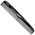Kent 9T Black Graphite Fine Tooth and Wide Tooth Detangler Comb - Large Handmade Dressing Comb for Wet Hair and Durable Grooming, Hand Polished, Saw-Cut Made in England